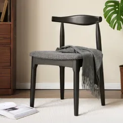 Ghế Ăn Bằng Gỗ Tự Nhiên Màu Đen Tựa Lưng Cong Mềm Mại Ghế Ăn Bằng Gỗ Tự Nhiên Màu Đen Tựa Lưng Cong Mềm Mại