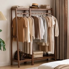 Giá Kệ Treo Quần Áo Hình Chữ A Gỗ Sồi Tự Nhiên Hiện Đại