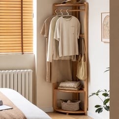 Giá Treo Quần Áo Trong Phòng Ngủ Đặt Góc Tường Gỗ Sồi 