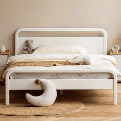 Giường Đơn Cho Bé Gỗ Sồi Sơn Trắng Kiểu Dáng Nhỏ Gọn Giá Rẻ Giường Đơn Cho Bé Gỗ Sồi Sơn Trắng Kiểu Dáng Nhỏ Gọn Giá Rẻ