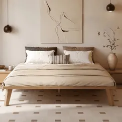 Giường Đơn Giản Hiện Đại Gỗ Sồi Cao Cấp Phong Cách Kiểu Nhật