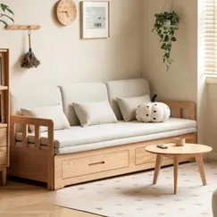 Giường Ghế Sofa Thông Minh Kéo Gấp Tiện Dụng Chất Liệu Gỗ Sồi Tự Nhiên