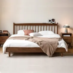Giường Gỗ Tự Nhiên Hiện Đại Màu Óc Chó Kiểu Chân Cao Bền Đẹp Giường Gỗ Tự Nhiên Hiện Đại Màu Óc Chó Kiểu Chân Cao Bền Đẹp