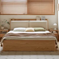Giường Hộp Gỗ Sồi Có Giá Sách Và Nệm Đầu Giường Đa Năng Hiện Đại Giường Hộp Gỗ Sồi Có Giá Sách Và Nệm Đầu Giường Đa Năng Hiện Đại