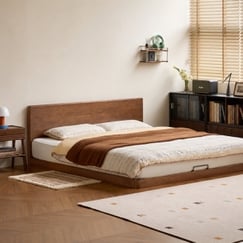 Giường Ngủ Bệt Sát Nền Gỗ Sồi Tự Nhiên Nhỏ Gọn Hiện Đại