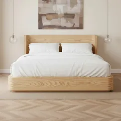 Giường Ngủ Bo Cong Gỗ Sồi Thiết Kế Cao Cấp Hiện Đại