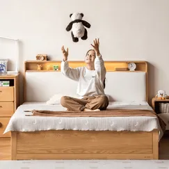 Giường Ngủ Cho Trẻ Em Gỗ Sồi Đầu Bọc Nệm Có Kệ Hiện Đại Đẹp Giường Ngủ Cho Trẻ Em Gỗ Sồi Đầu Bọc Nệm Có Kệ Hiện Đại Đẹp