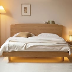 Giường Ngủ Hiện Đại Chân Cao Gỗ Sồi Tự Nhiên Thanh Lịch