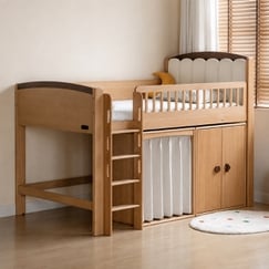 Giường Tầng Cho Bé Kèm 2 Tủ Quần Áo Nhỏ, Đầu Giường Bọc Nệm