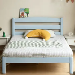 Giường Trẻ Em 1m2 Nhỏ Gọn Gỗ Tự Nhiên Sơn Màu Xanh Đẹp Giá Rẻ