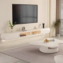 Kệ Tivi Treo Tường Bằng Gỗ Công Nghiệp Sơn Trắng Hiện Đại Cao Cấp