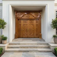 Mẫu Cửa Gỗ Đẹp 4 Cánh Chạm Khắc Hoa Văn Tinh Xảo Giá Tốt 