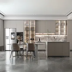 Mẫu Thiết Kế Tủ Bếp Chữ I Có Đảo Bếp Gỗ Công Nghiệp Đẹp Tinh Tế