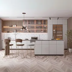 Mẫu Tủ Bếp Chữ I Dài 3m Gỗ Công Nghiệp Tối Giản Hiện Đại