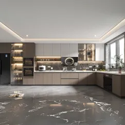 Mẫu Tủ Bếp Đẹp Hình Chữ L Gỗ MDF Màu Trắng Phối Nâu Vân Gỗ Mẫu Tủ Bếp Đẹp Hình Chữ L Gỗ MDF Màu Trắng Phối Nâu Vân Gỗ