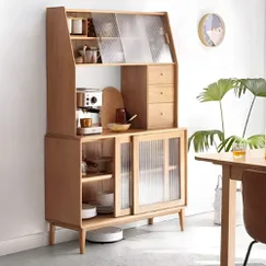 Mẫu Tủ Đựng Chén Bát Bằng Gỗ Tự Nhiên Cửa Kính Sọc Tiện Dụng Mẫu Tủ Đựng Chén Bát Bằng Gỗ Tự Nhiên Cửa Kính Sọc Tiện Dụng