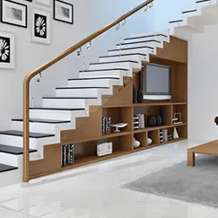 Mẫu Tủ Kệ Tivi Gầm Cầu Thang Thiết Kế Các Ngăn Để Đồ Tiện Dụng 