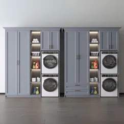 Mẫu Tủ Máy Giặt Và Để Đồ Gia Đình Gỗ Sơn Xám Ấn Tượng