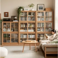 Mẫu Tủ Sách Đẹp Gỗ Sồi Cánh Kính Kiểu Lùa Thiết Kế Đa Chức Năng Mẫu Tủ Sách Đẹp Gỗ Sồi Cánh Kính Kiểu Lùa Thiết Kế Đa Chức Năng