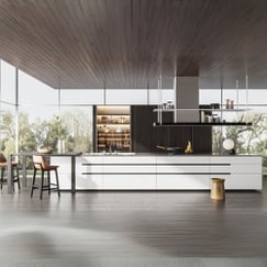 Thiết Kế Không Gian Bếp Hiện Đại Với Hệ Tủ Và Bàn Đảo Tinh Tế