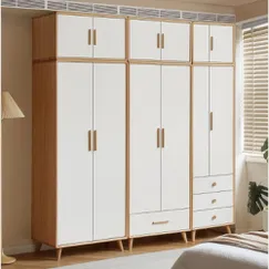 Tủ Áo Gỗ Tự Nhiên 6 Cánh Kịch Trần Màu Vàng Phối Trắng Sang Trọng Tủ Áo Gỗ Tự Nhiên 6 Cánh Kịch Trần Màu Vàng Phối Trắng Sang Trọng