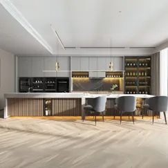 Tủ Bếp Chữ I Đẹp Gỗ Công Nghiệp Kèm Bàn Đảo Sang Trọng Thời Thượng