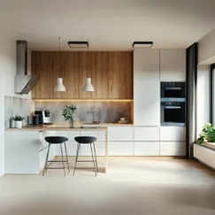 Tủ Bếp Gỗ Công Nghiệp MDF Màu Vàng Vân Gỗ Phối Trắng Đẹp Tủ Bếp Gỗ Công Nghiệp MDF Màu Vàng Vân Gỗ Phối Trắng Đẹp