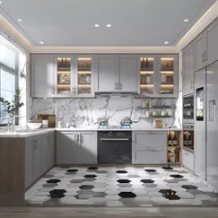 Tủ Bếp Màu Ghi Xám Sơn 2K Gỗ Công Nghiệp Hiện Đại Trang Nhã Tủ Bếp Màu Ghi Xám Sơn 2K Gỗ Công Nghiệp Hiện Đại Trang Nhã