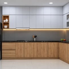 Tủ Bếp Nhựa Picomat Sát Trần Hình Chữ L Tối Ưu Không Gian