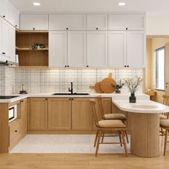 Tủ Bếp Nhựa WPB Phủ Melamine An Cường Cánh Pano Thanh Lịch