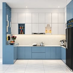 Tủ Bếp Sát Trần Chữ U Nhựa Đặc Picomat Hiện Đại Tối Ưu