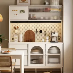 Tủ Chén Gỗ Cao Cấp Sơn Trắng Thiết Kế Tinh Tế Hiện Đại Tủ Chén Gỗ Cao Cấp Sơn Trắng Thiết Kế Tinh Tế Hiện Đại