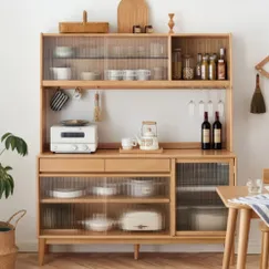 Tủ Chén Gỗ Kính Sọc Kiểu Lùa Thiết Kế Hiện Đại Chất Lượng Tủ Chén Gỗ Kính Sọc Kiểu Lùa Thiết Kế Hiện Đại Chất Lượng