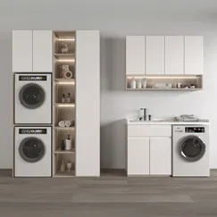 Tủ Để Đồ Và Máy Giặt Liền Lavabo Gỗ Công Nghiệp Đa Năng