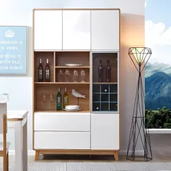 Tủ Để Rượu Bằng Gỗ Công Nghiệp Kiểu Chân Cao Tối Giản Hiện Đại
