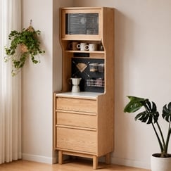 Tủ Đựng Chén Bát Gỗ Sồi Tự Nhiên Dáng Đứng Nhỏ Gọn Hiện Đại