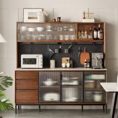 Tủ Đựng Ly Chén Gỗ Sồi Cánh Kính Cường Lực Khung Nhôm Cao Cấp  Tủ Đựng Ly Chén Gỗ Sồi Cánh Kính Cường Lực Khung Nhôm Cao Cấp