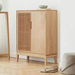Tủ Giày Gỗ Tự Nhiên Phủ Veneer Sồi Thiết Kế Cửa Lưới Sang Trọng  Tủ Giày Gỗ Tự Nhiên Phủ Veneer Sồi Thiết Kế Cửa Lưới Sang Trọng