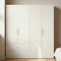 Tủ Gỗ Công Nghiệp 4 Cánh Gỗ Công Nghiệp Sơn Trắng 2K Cực Sang