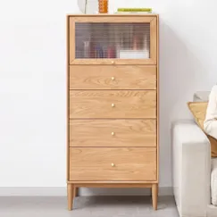 Tủ Kéo Đựng Quần Áo Gỗ Sồi 5 Tầng Phối Cánh Kính Nhỏ Gọn Đẹp Tủ Kéo Đựng Quần Áo Gỗ Sồi 5 Tầng Phối Cánh Kính Nhỏ Gọn Đẹp