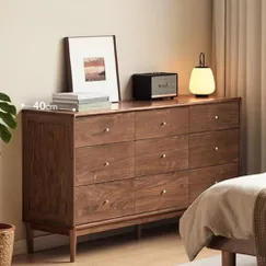 Tủ Nhiều Ngăn Kéo Để Quần Áo Gỗ Sồi Màu Óc Chó Sang Trọng Thời Thượng