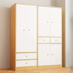 Tủ Quần Áo 4 Cánh Gỗ Công Nghiệp Màu Vàng Phối Trắng Đẹp Tối Ưu