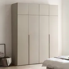 Tủ Quần Áo Gỗ Công Nghiệp 4 Cánh Màu Xám Tinh Tế Hiện Đại