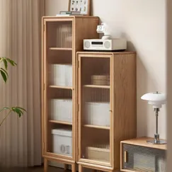 Tủ Sách Gỗ Tự Nhiên Thiết Kế Nhỏ Gọn Cánh Kính Sọc Thời Thượng Tủ Sách Gỗ Tự Nhiên Thiết Kế Nhỏ Gọn Cánh Kính Sọc Thời Thượng