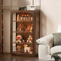 Tủ Trưng Bày Mô Hình Trang Trí Phòng Gỗ Sồi Cửa Kính Nhỏ Gọn