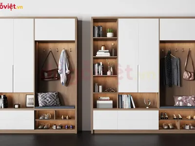 15+ mẫu tủ giày kết hợp kệ trang trí đáng sắm nhất cho gia đình trẻ