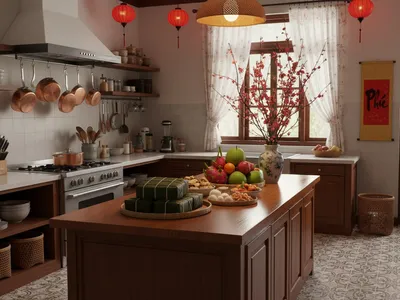 15 ý tưởng trang trí nhà bếp đẹp, ấm cúng đón Tết sum vầy