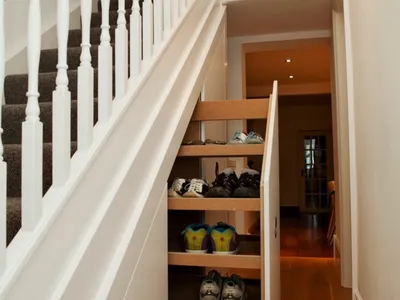 Thiết kế & thi công tủ giày cầu thang đẹp, giá rẻ tại xưởng, phù hợp không gian