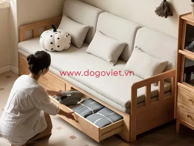 Tổng hợp mẫu sofa giường gỗ sồi tiện nghi, phù hợp mọi không gian 