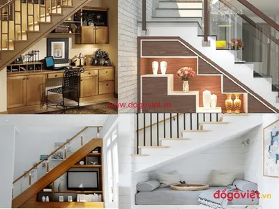 Top 20+ mẫu kệ cầu thang phòng khách đẹp, ấn tượng, hợp phong thủy